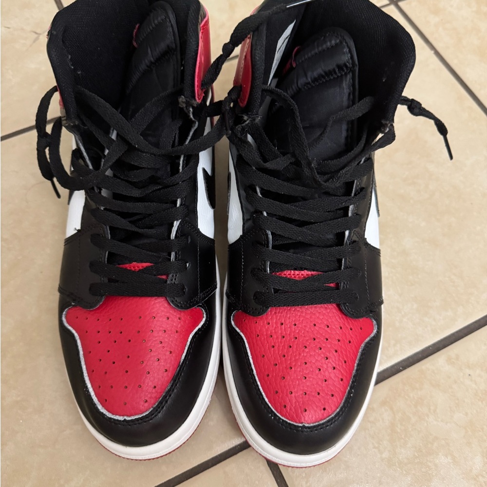 Jordan 1s Sneakers - Black, Red, and White